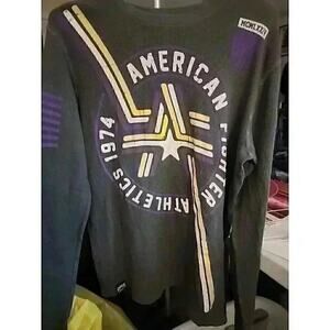 AMERICAN FIGHTER Shirt Mens Long Sleeve Size M Gray MMA Biker CR4 NWT